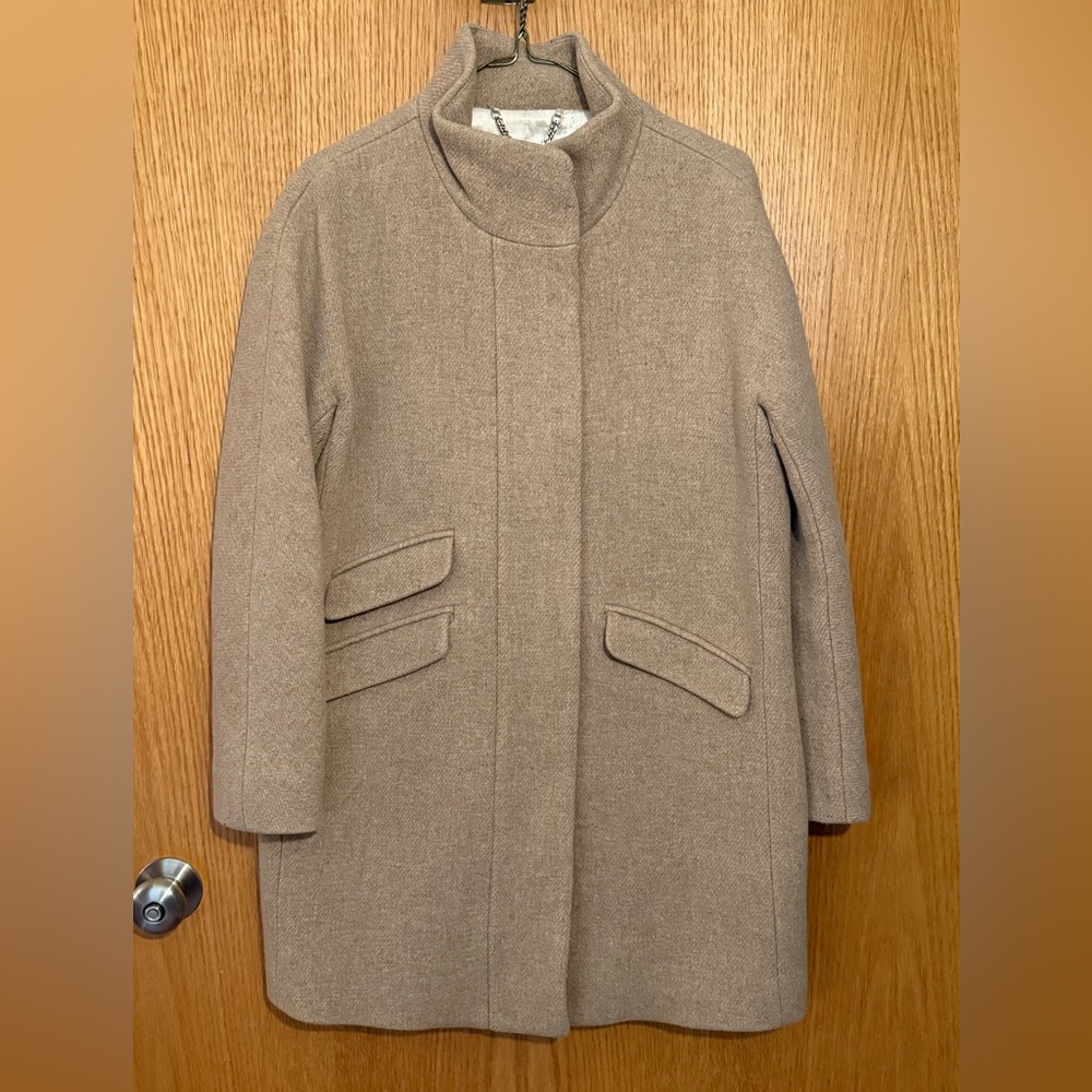 J Crew Cocoon coat in Italian stadium-cloth wool blend Size 10P Tan - Picture 2 of 5